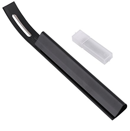 Edelstahl Leder Peeling Werkzeug, Curved Form Leder Craft Skiving Sicherheit Beveler mit 3 Ersatzklinge, Schwarz
