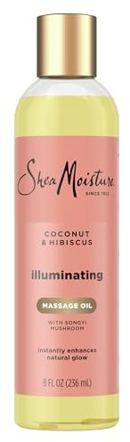 Shea Moisture Coconut & Hibiscus Massage Oil and Body Oil for Dry Skin, Bath Oil with Coconut Oil and Vitamin E Oil for Skin, 8 oz