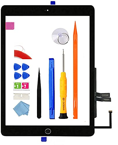 JPUNG A1893 A1954 Screen Replacement Kit for iPad 6 (6th Gen) Digitizer Touch Glass 6th Generation 9.7 inch 2018 with Home Button Full Repair Tools Video Guide