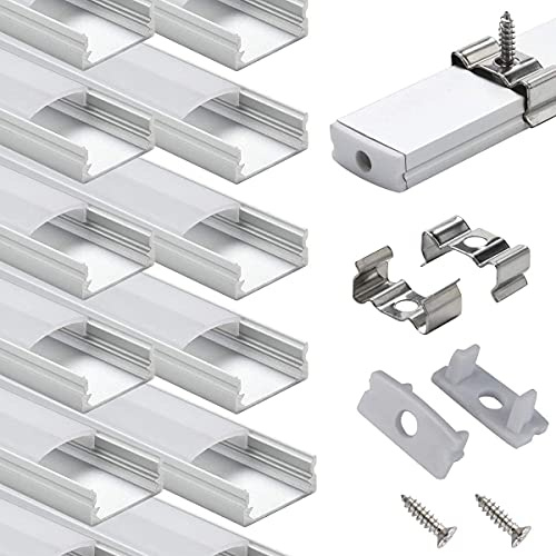 StarlandLed LED Schiene Profil Aluminum - 10 × 1M 10-Pack LED-Aluminium Profil U-Form mit Abdeckung, Endkappen und Montageclips für LED-Streifen-Lichter … …