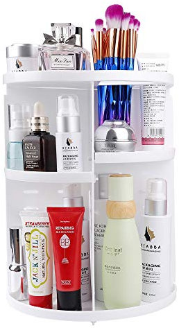 MaoXinTek Organizzatore di Trucco, Cosmetic Contenitori con 360 Gradi, Organizer Porta Rotazione, Vetrina Regolabile Stoccaggio Scatola di Esposizione per Scaffale da Bagno