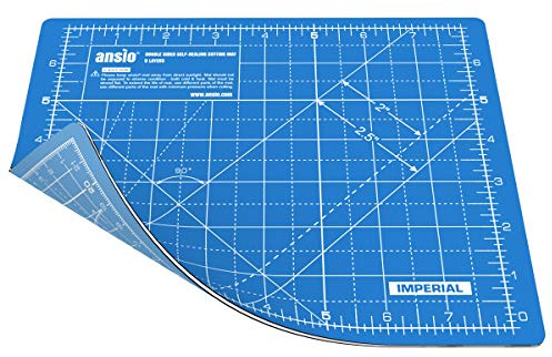 ANSIO Bastel-Schneidematte, selbstheilend, A5, doppelseitig, 5 Schichten – Quilten, Nähen, Stoffe und Papierarbeiten – Imperial/Metrisch 8 Zoll x 7 Zoll / 22 cm x 18 cm – ECHTBLAU/HIMMELBLAU