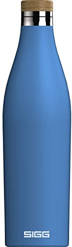 SIGG Meridian Electric Blue Trinkflasche (0.7 L), auslaufsichere Trinkflasche aus Edelstahl mit Bambus, Isolierflasche für kalte und heiße Getränke