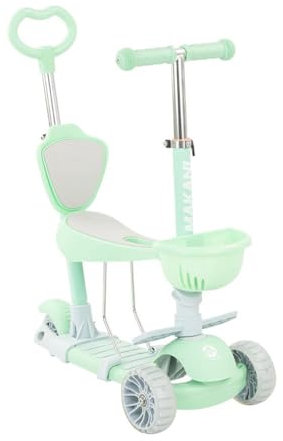 Makani Patinete niños Triciclo Bicicleta Correr Bonbon 4 en 1 con Barra Empuje, Color:Verde