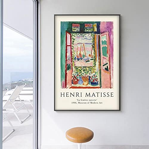 SXKJ Henri Matisse Das Offene Fenster Poster - Kunstdruck, Kunstausstellungsposter, Bunte Leinwandmalerei, 50 x 70 cm, Rahmenlos