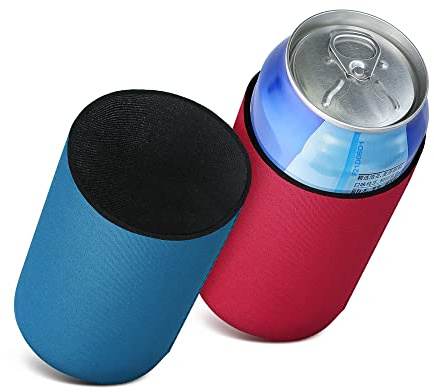 kwmobile 2X Dosenkühler 500ml Can Bierkühler 0,3l - Bierflaschenkühler aus Neopren, Flaschenkühler für unterwegs, Rot Blau