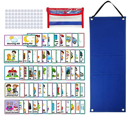 F Fityle Calendario de horario Visual para niños con 72 Piezas Visual Planner 70 Piezas de Tarjetas de horario Visual, Tarjetas de Rutina Padre-Hijo