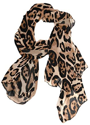 Cartoon Herbst Blätter Damen Langer Schal Schal Wrap Weiche Mode Leichte Chiffon Seidenschals, leopardenmuster
