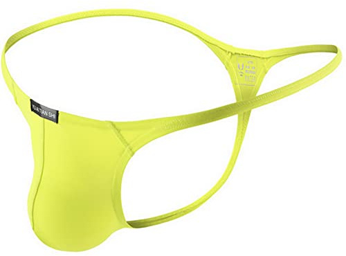 Faringoto Tangas y Tangas de Tira para Hombre Ropa Interior de Talle Bajo Calzoncillos Sólidos S-XXL, amarillo, L