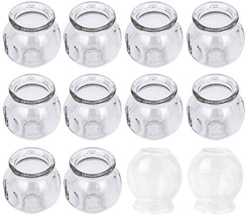 FOOJO 12-teiliges Schröpfen-Set aus Glas, chinesisches Schröpfglas, Massage-Schröpftherapie-Schröpfgläser für Körper, Gesicht, Bein, Arm, Rücken, Schulter, Muskelschmerzen