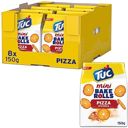 Tuc Mini Bake Rolls Pizza Knusprige Brotchips 150 g, 8-Pack