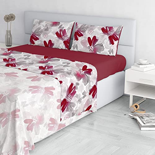 Set Lenzuola Letto Fashion, Made in Italy- Completo Letto in Morbida Microfibra, Lenzuolo Sotto con Angoli, Telo Sopra 240x270 e Federa con Patella Interna, Matrimoniale, Passion