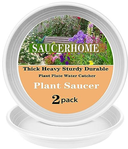 SAUCERHOME 2er-Pack Blumentopf-Untersetzer, 15,2 cm, 20,3 cm, 25,4 cm, 30,5 cm, 35,6 cm, 40,6 cm, 48,3 cm, 50,8 cm, Kunststoff, Innen- und Außenbereich, robuster Wasserauffangbehälter, (40,6 cm, Weiß)