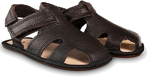 Magical Shoes Sandaler för bebis och barn, Barefoot-sandaler, barfotasandaler, slip-on-sandaler, skor med halkfri sula, storlek 20–25, Janu, Mörkbrun, 22 EU Ancho