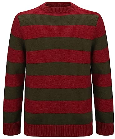 NUWIND Freddy Krueger tröja, randig, stickad tröja, nattmare på elm street, halloween, maskeradkostym för vuxna (ny version, XXL)