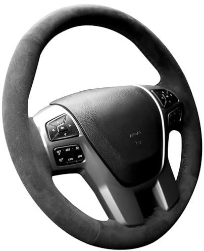 Alfanxi Handstich Alcantara Lenkradbezug Kompatibel mit Ford Ranger Lariat XL XLT Everest 2016-2019 (Keine Streifen)