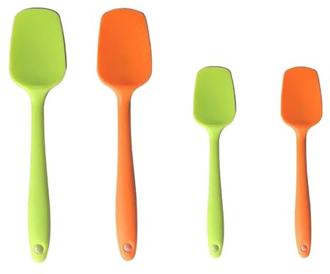 BLUGUL 4 Piezas Espátula de Cuchara de Silicona, Resistente al Calor, para Hornear y Mezclar, en Forma de Pala, Grande y Pequeño (GN+OR)