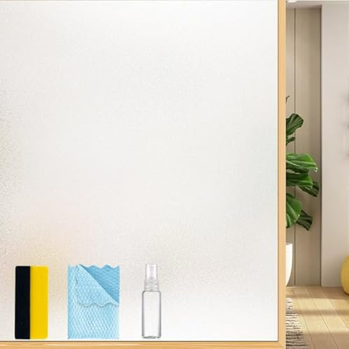 MAGIDEKOR Window Privacy Film with Installation Tools, Frosted Glass Window Film, Heat Blocking Static Clings Reusable Frosting Window film for Bathroom Home Office, 44.5x200cm