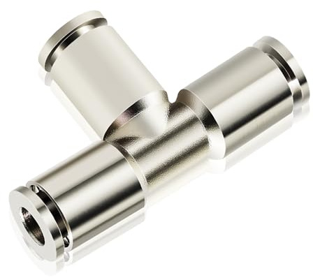 TAILONZ PNEUMATIC Kupfer vernickelt 10mm od Push-to-Connect Luftverschraubungen T-Stück gerade Union Connect TPE-10 (Packung mit 2)