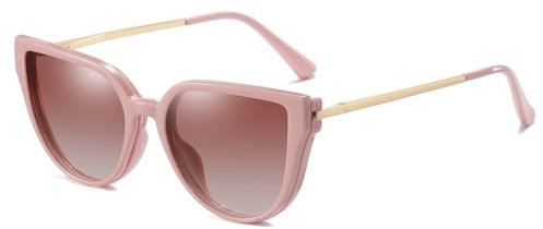 kachawoo Magnetische polarisierte Sonnenbrille Clip-on Sonnenbrille Frauen Anti Blaulicht Gläser Metall TR90 Rahmen (pink lens)