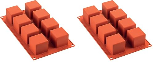 silikomart 26.104.00.0065 Moule en Silicone Forme Cube, Rouge Brique, 5,5 x 17,5 x 31 cm (Lot de 2)