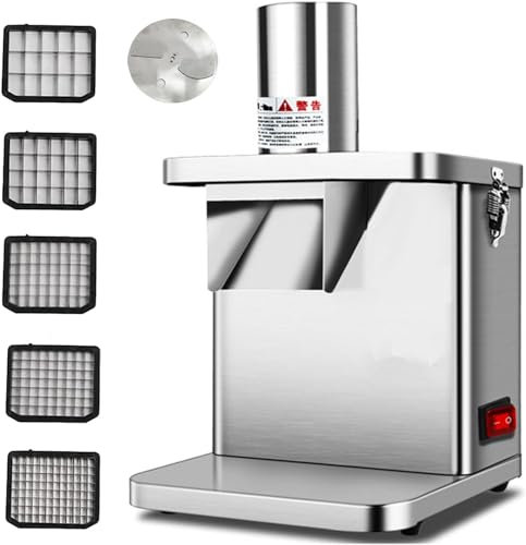 CHRISK Cortadora de Verduras Comercial Cortadora de Verduras eléctrica Cortadora automática de Cubitos de Papa, Cebolla Zanahoria