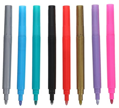 NIYANGLE 8pcs Wine Glass Markers - Metallic Color Pens Wine Glass Markers Pen Erasable Cocktail Washable Markers for Drink Glasses Bottles