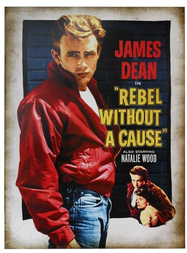 KUSTOM ART Poster Serie Locandine Film Celebri Gioventù Bruciata Rebel Without a Cause con James Dean Stampa su Carta Patinata Stile Vintage 40x30 cm.