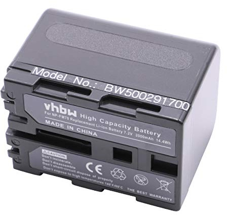 vhbw batteria sostituisce Sony NP-FM30, NP-FM50, NP-FM70, NP-FM90, NP-FM91, NP-QM51 per videocamera camcorder (2000mAh, 7,2V, Li-Ion)