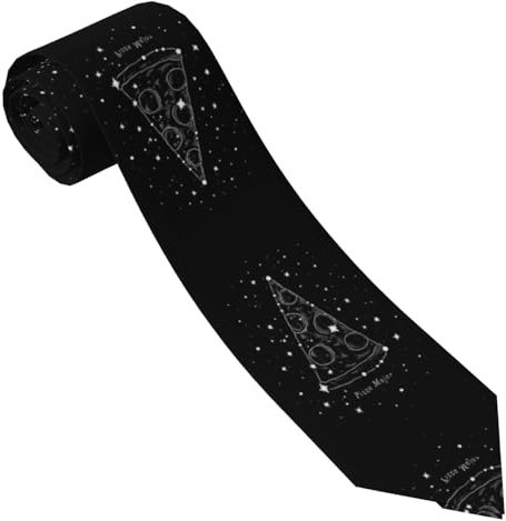 ESNAIUVCD Herren-Krawatte mit Pizza-Konstellationsdruck, bedruckte Krawatte, formelle Party, Hochzeit, Geschenk, Krawatten für Männer, Schwarz , Einheitsgröße