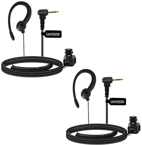 UAYESOK 1 Pin 2,5-mm Funkgeräte Headset, G-Typ Security Ohrhörer Kopfhörer für Walkie Talkie Motorola Talkabout TLKR T92 H20 T60 T80 T82 XT180 Funk, mit PTT-Mikrofon & Ohrstöpsel (2 Stück)
