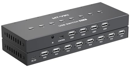 8 puertos USB 2.0 selectores de conmutación manual KVM adaptador de conmutación de 8 entradas y 4 salidas para PC compartiendo dispositivos USB para teclados de impresora