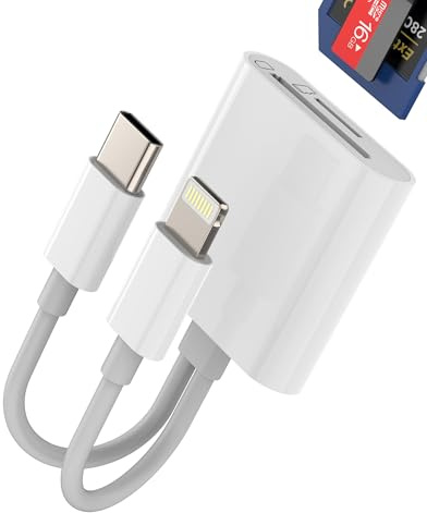 Lecteur de cartes USB C Lightning vers SD Micro SD (2 en 2) TF Card Reader pour iPhone 16 15 14 13 pour iPad Type C Adaptateur pour appareil photo numérique Apple Photo Mémoire Câble Thunderbolt