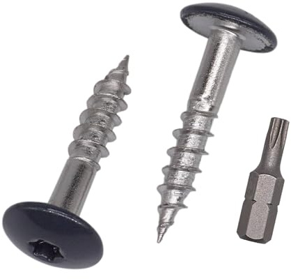 SKIR'CO (20 pièces) Vis à bois en acier inoxydable peintes 4,8 x 25 mm, vis à tête plate, vis A2, Torx, partiellement filetées (Gris anthracite RAL 7016)