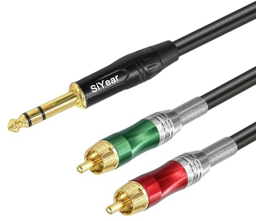 SiYear Cavo splitter a Y da 6,35 mm a doppio RCA, cavo audio da jack stereo da 6,35 mm a RCA maschio, cavo da TRS a doppio connettore RCA (1,5 m)