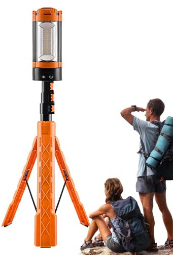 Sghtil Lampes de camping en plein air – Lampe de poche LED rétractable avec support – Lampe de poche rechargeable à intensité variable 10 000 mAh – Lampe de travail extensible – Lampe de travail sur