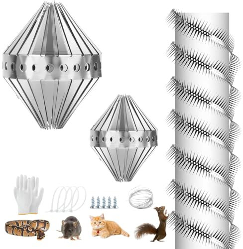 Dissuasori Piccioni(1m + 2m), Dissuasori Gatti con Guanti, Anti Piccioni con Accessori, Repellente Gatti per Protezione Martora Grondaia, Albero, Casa, Giardino