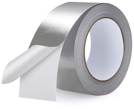 XHNKEG Hitzebeständiges Klebeband 8 cm × 18 m, Aluminiumband Aluminiumfolie Hitzeschild Band Glasfaser Alufolie Selbstklebend Silber Alu Klebeband für lkw Zelt
