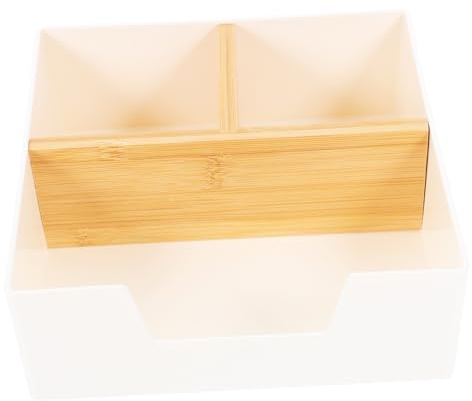 ZUNOXAZ Caja Organizadora De Bolsitas De Té Blanca, Compacto Tamaño Único, Material Resistente, Compartimentos Divisores, Para Oficina y Hogar, Soporte Para Estación De Café y Azúcar,