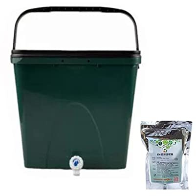 Kitchen Compost Bin with Faucet & Lid - Countertop Composter Trash Can for Easy Composting, Green Fermentation Bucket for Kitchen Waste Disposal