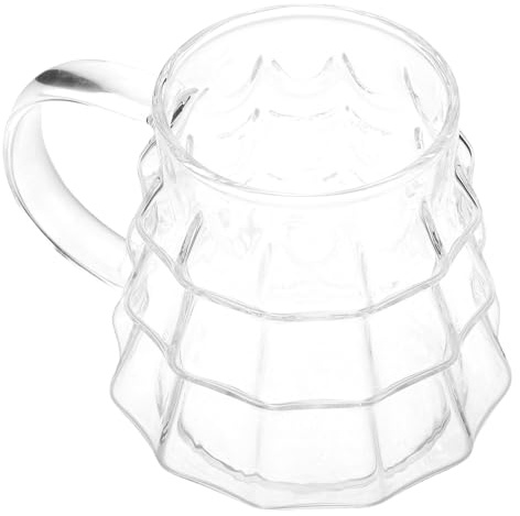 DEARMAMY Tazza Vetro Natalizia Forma di Albero con Manico Bicchiere Trasparente per Bevande Calde e Fredde Tazza Latte e Tè Festiva per Uso Quotidiano