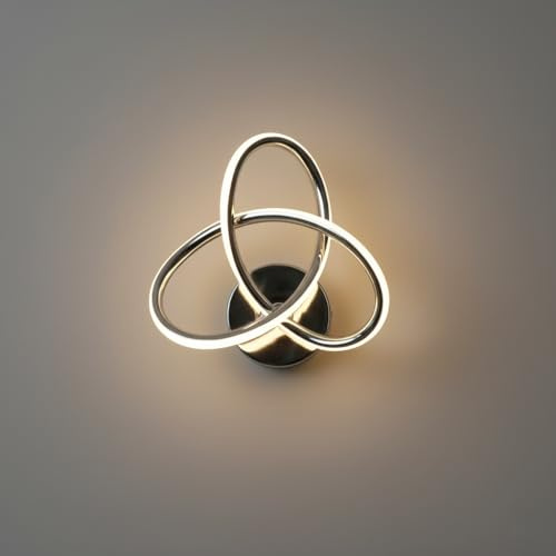 maolo Applique LED Trifoglio 20W da Parete Moderna | Luce CCT 3000K 4000K 6500K | Design Decorativo Intrecciato | 1480 Lumen | IP20 Interni Soggiorno Camera Ingresso Bianco/Cromato (Cromato)