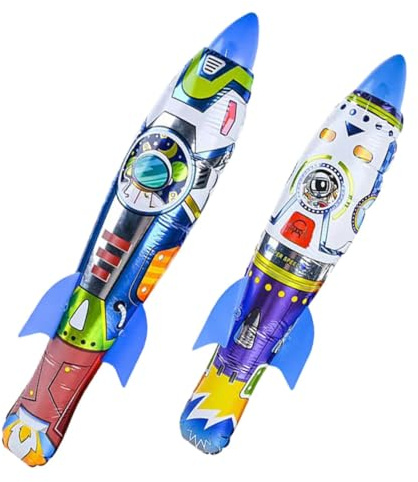 GLEAVI Giocattoli Gonfiabili a Forma di Razzo per 2 Pezzi, Giocattolo Razzo da Esterno Leggero e Resistente, Regalo per Feste di Compleanno e Attività All’aperto