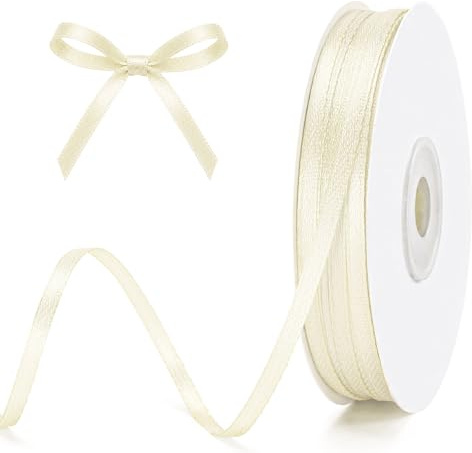 G2PLUS 3mm Elfenbein Satinband: 100Yards Schmales Schleifenband, Geschenkband zum Bastel und Dekoarbeiten