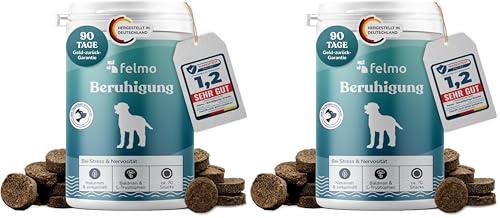 Beruhigungssnacks für Hunde mit Baldrian und L-Tryptophan – Leckerlis zur Begleitung von Stress und Unruhe, unterstützen entspannte Momente und Wohlbefinden (Packung mit 2)