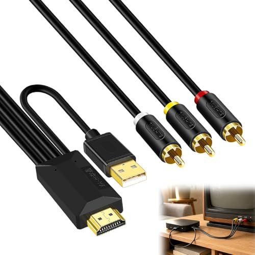 Cavo convertitore audio unidirezionale da HDMI ARC/eARC a 3RCA, cavo audio da 192 kHz, estrattore audio HDMI eARC/ARC, funzionamento USB, convertitore audio per collegamento AV da TV a proiettore/DVD