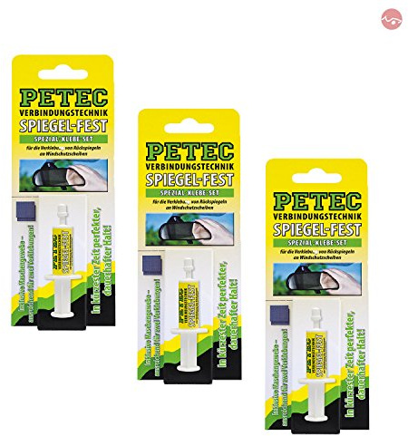 Petec_bundle 3X PETEC SPIEGELFEST SB-Karte Spiegelkleber Kleber Klebeset Rückspiegel 93800