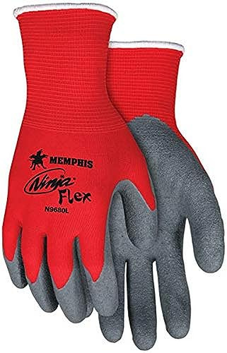 MCR Safety N9680M Ninja Flex Glove, Medium, Red/Gray, 12-Pack