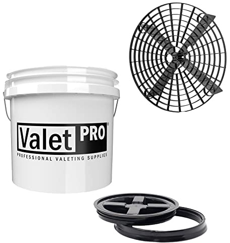detailmate Set - ValetPRO Wash Bucket 3.5 Gal (approx. 12 L) Wash Bucket by Grit Guard + GritGuard Insert + Lid Gamma Seal Lid c + Grit + Lid