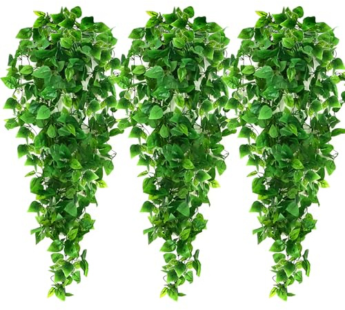 Ageomet 3pcs Artificial Hanging Plants, 3.6ft Fake Ivy Vine for Wall House Room Indoor Outdoor Decoration (No Baskets)
